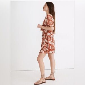MADEWELL Silk Tie-Front Mini Dress in Sunflower Season